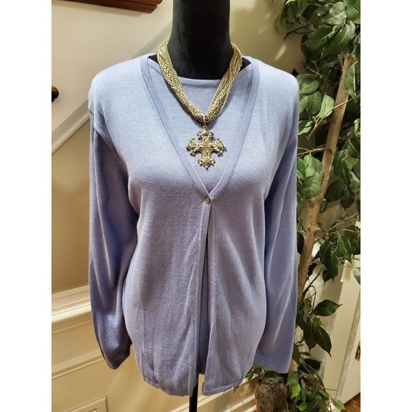 Croft & Barrow Women's Blue Acrylic Round Neck Long Sleeve Pullover Sweater XL - Picture 2 of 12